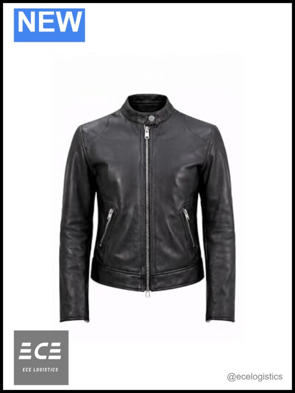 Genuine Leather Motorcycle Jacket Classic Biker Moto Zip Womens